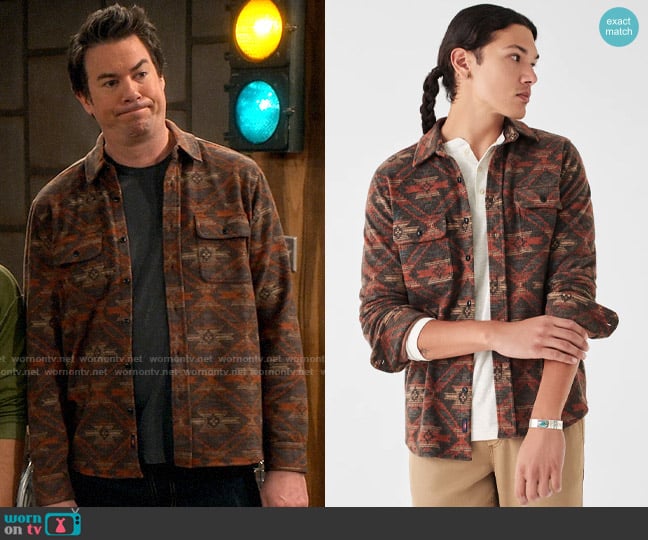 Faherty Doug Good Feather Legend Sweater Shirt in Western Range Shadow worn by Spencer Shay (Jerry Trainor) on iCarly