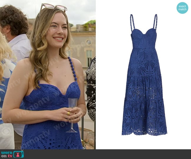 FARM Rio Palm Tree Richelieu Dress worn by Hope Logan (Annika Noelle) on The Bold and the Beautiful