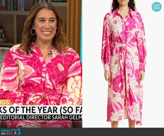 FARM Rio Tropical Groove Shirtdress worn by Sarah Gelman on CBS Mornings