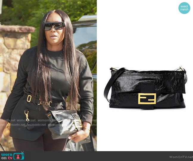 Fendi Patent Chamois Large Convertible Baguette worn by Marlo Hampton on The Real Housewives of Atlanta