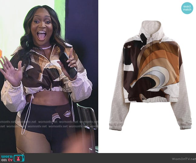 Fendi Rainbow Reversible Jacket worn by Marlo Hampton on The Real Housewives of Atlanta