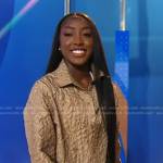 Flau’jae’s beige textured shirt jacket and shorts on Good Morning America