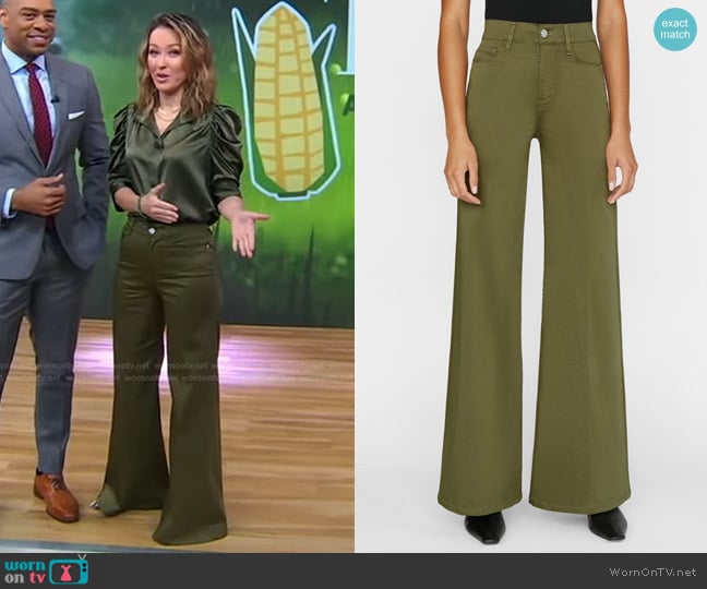 Frame Le Palazzo Wide Leg Jeans worn by Eva Pilgrim on Good Morning America