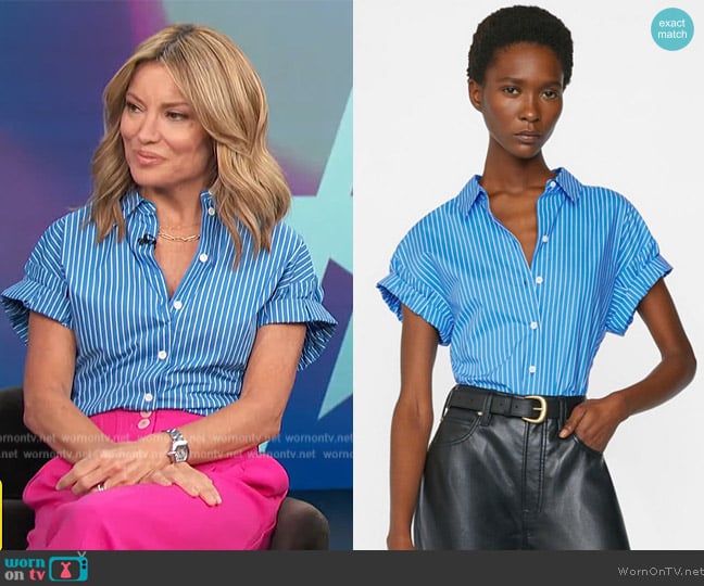 Frame Cuffed Button Front Shirt worn by Kit Hoover on Access Hollywood