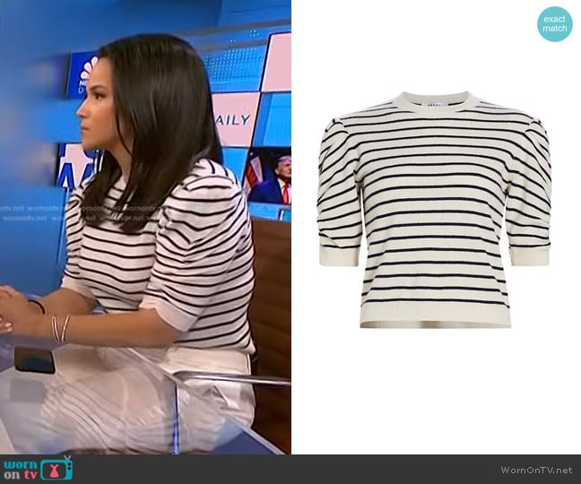 Frame Ruched Striped Cashmere Sweater worn by Laura Jarrett on NBC News Daily