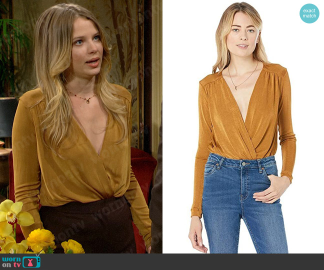 Free People Turnt Bodysuit in Golden Nugget worn by Summer Newman (Allison Lanier) on The Young and the Restless