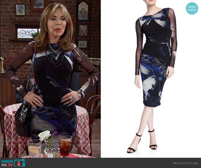 Butterfly Long-Sleeve Fitted Knee-Length Dress by Fuzzi worn by Kate Roberts (Lauren Koslow) on Days of our Lives