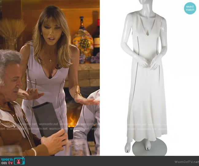 Cabriela Hearst Contrast Stitch Dress worn by Jennifer Flavin Stallone on The Family Stallone