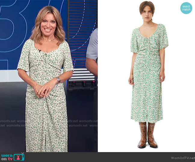 WornOnTV: Kit’s green floral print ruched dress on Access Hollywood ...