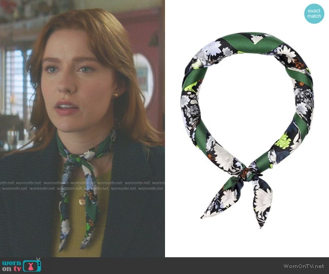 Ganni Silk Twill Scarf worn by Nancy Drew (Kennedy McMann) on Nancy Drew