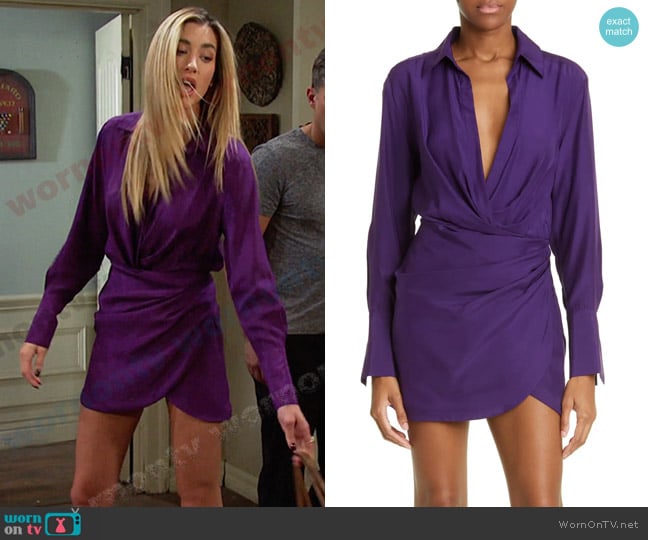 Gauge81 Naha Long Sleeve Silk Dress worn by Sloan Peterson (Jessica Serfaty) on Days of our Lives