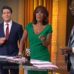 Gayle's green button front dress on CBS Mornings