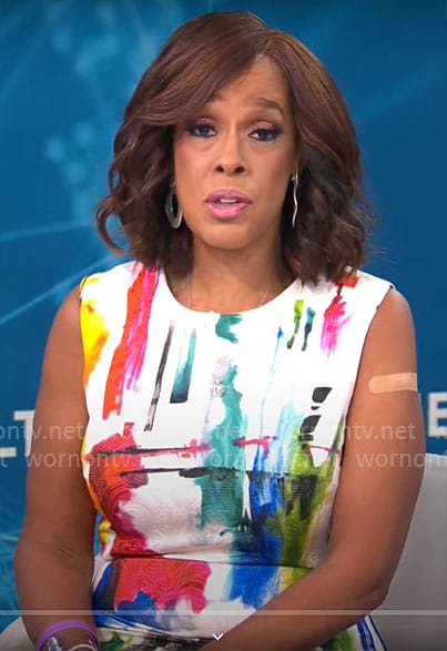 Gayle King’s painted print dress on CBS Mornings