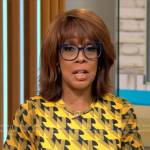 Gayle King’s yellow geometric print dress on CBS Mornings