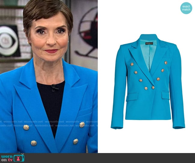 Generation Love Delilah Blazer in Amalfi Blue worn by Catherine Herridge on CBS Mornings