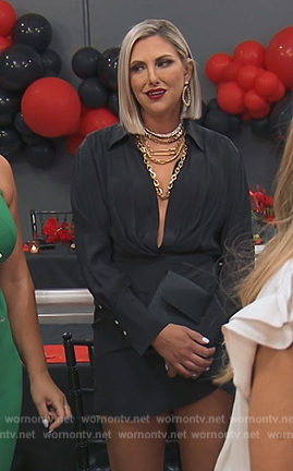 Gina's black draped mini dress on The Real Housewives of Orange County