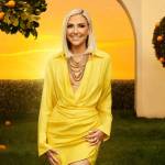 Gina’s yellow drape mini dress on The Real Housewives of Orange County