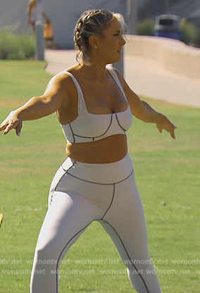 Gina's white contrast stitch top and leggings on The Real Housewives of Orange County