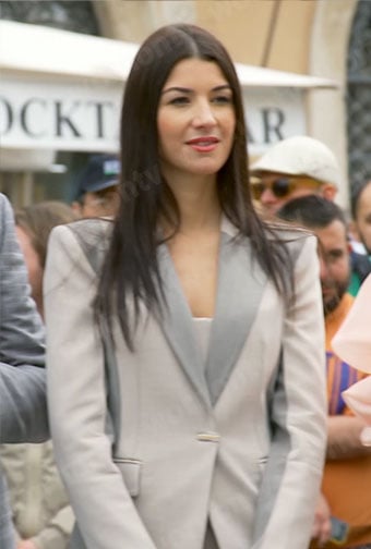 Ginevra Lamborghini's two-tone corset top and blazer in Italy on The Bold and the Beautiful