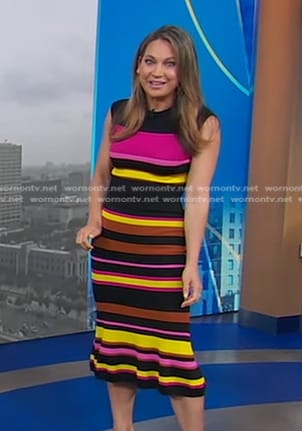 Ginger’s multicolor striped knit dress on Good Morning America