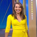 Ginger’s yellow pleated wrap dress on Good Morning America