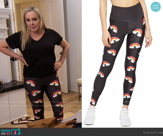 Gold Sheep Clothing Neon Mini Rainbows Leggings worn by Shannon Beador on The Real Housewives of Orange County