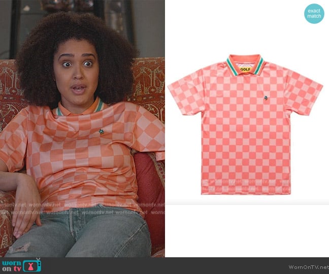 Golf Wang Checkered Jersey worn by Fabiola Torres (Lee Rodriguez) on Never Have I Ever