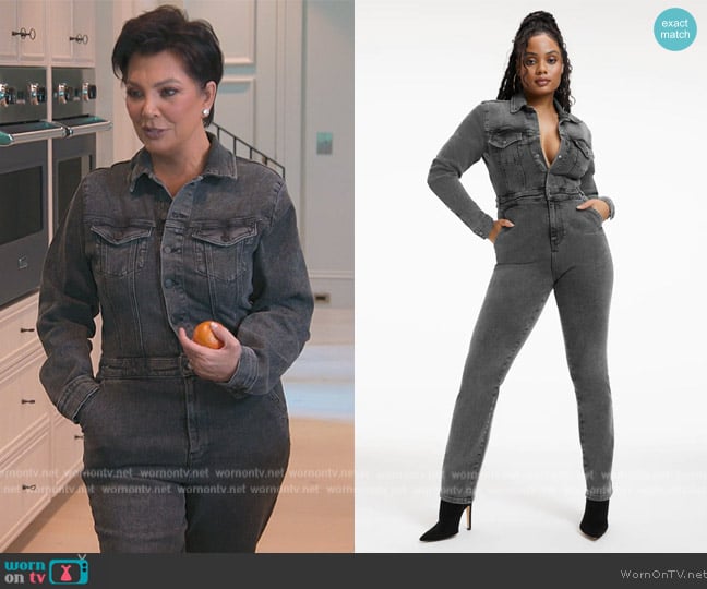 Good American Denim Jumpsuit worn by Kris Jenner (Kris Jenner) on The Kardashians