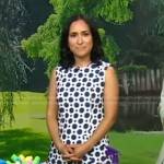 Grace Bastidas’s white polka dot shift dress on Good Morning America