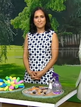 Grace Bastidas’s white polka dot shift dress on Good Morning America