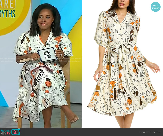 WornOnTV: Sheinelle’s white face print shritdress on Today | Sheinelle ...