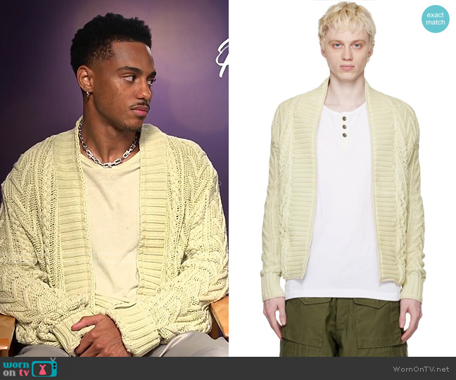 Greg Lauren Fisherman Cropped Cardigan worn by Keith Powers on E! News