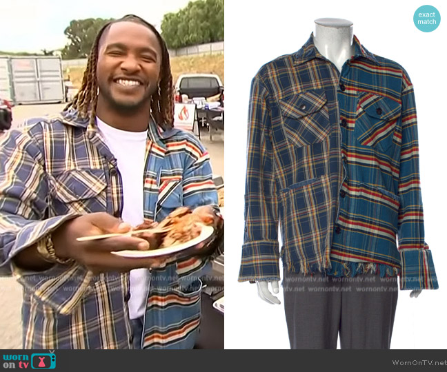 Greg Lauren Boxy Flannel Plaid Shirt worn by Scott Evans on Access Hollywood