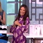 Gretta Monahan’s purple tie dye shirtdress on The View