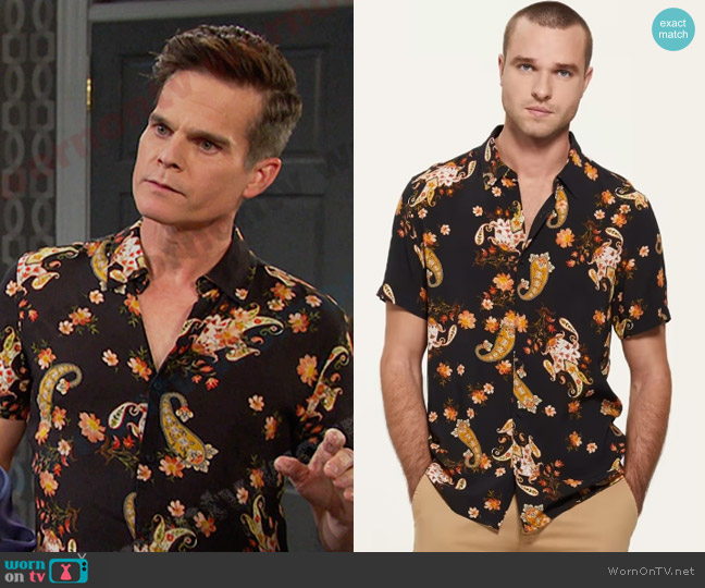 Guess Eco Mystic Floral Shirt worn by Leo Stark (Greg Rikaart) on Days of our Lives