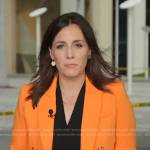 Hallie Jackson’s orange double breasted blazer on NBC News Daily