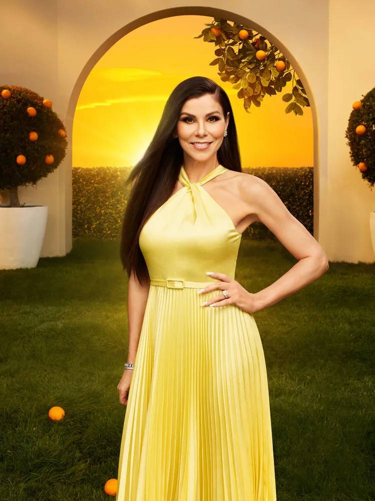 Heather's yellow halter dress on The Real Housewives of Orange County