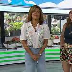 Hoda’s white floral embroidered top and jeans on Today