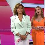 Hoda’s mint green blazer and white flare pants on Today