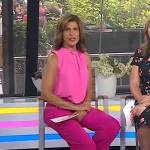 Hoda’s pink pleated sleeveless top and pants on Today