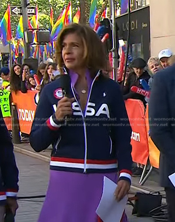 Hoda’s navy Team USA track jacket on Today