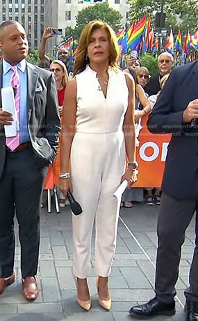 Hoda’s white sleeveless jumpsuit on Today