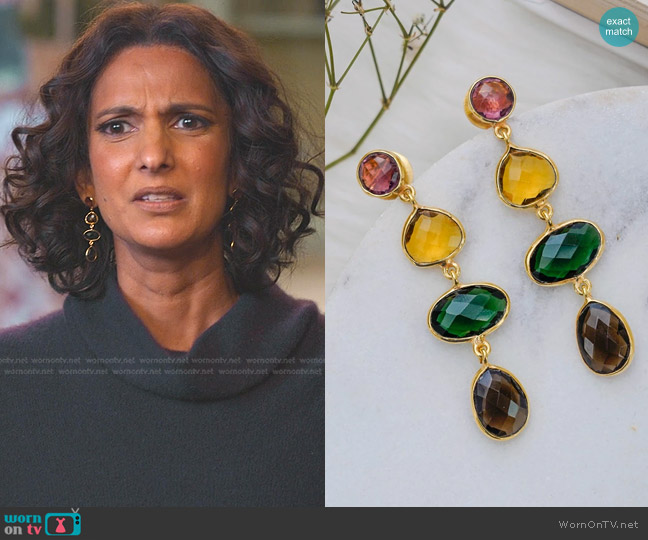 Hyperbole Accessories Sofia Earrings worn by Nalini Vishwakumar (Poorna Jagannathan) on Never Have I Ever