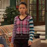 Ivy’s mixed stripe and plaid sweater on Ravens Home