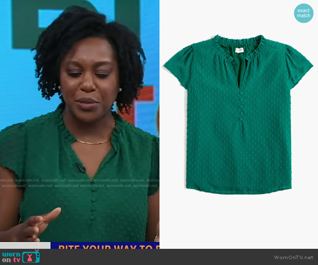 J. Crew Ruffleneck Top worn by Maya Feller on Good Morning America