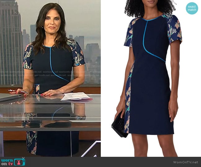 Jason Wu Collective Navy Floral Sheath Dress worn by Darlene Rodriguez on Today