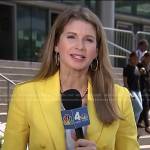 Jen Maxfield’s yellow double breasted blazer on NBC News Daily