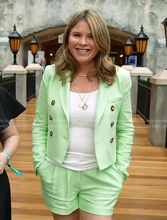 Jenna’s green double breasted blazer and shorts on Today