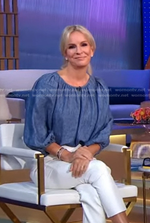 Jennifer's blue puff sleeve top on Good Morning America