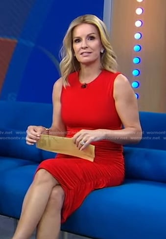 Jennifer’s red sleeveless ruched dress on Good Morning America